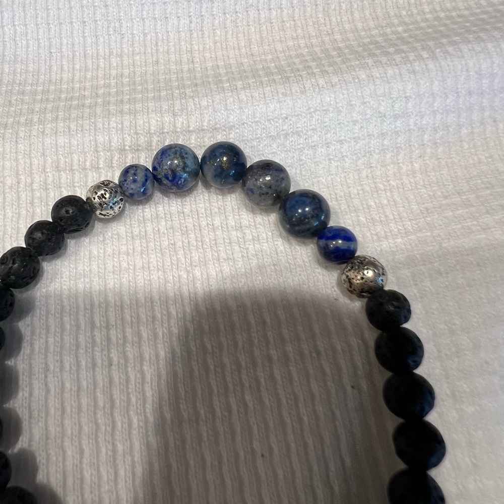 Blue and Black Beaded Bracelet